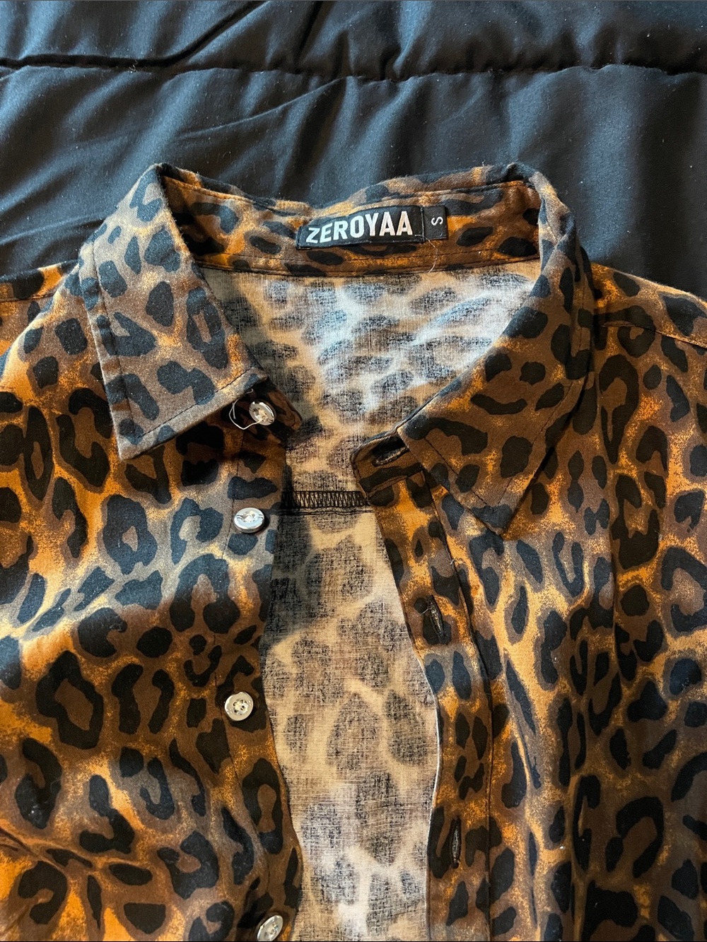 Zeroyaa Men’s Brown Leopard Print Casual Button-Down Shirt
